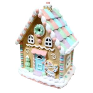 Tęczowy domek z piernika 25 cm LED